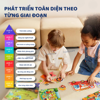 Xếp Hình Cho Bé 3, 4, 5 Tuổi cấp độ Mideer puzzles Level Up 2 Animal đồ chơi trí tuệ cho bé