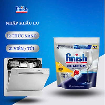 Túi 60 viên rửa bát Finish Quantum Dishwasher Tablets Lemon Sparkle QT025460 - hương chanh