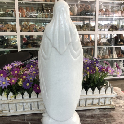 Tượng Chúa ban ơn, Đức Mẹ Maria đá cẩm thạch trắng - Cao 40cm