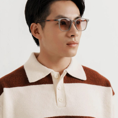 Áo polo dệt kim tay ngắn nam kẻ sọc. Loose - ROUTINE 10F25KNI008