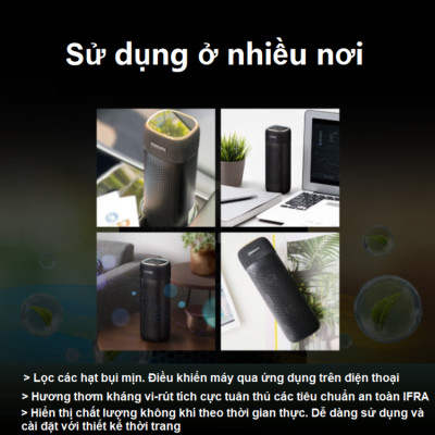 Máy khử mùi và lọc không khí trong ô tô Philips S7601 ( GP7601 ) Kết nối điện thoại thông qua ứng dụng AirMatters và cảm biến chất lượng không khí 3 màu - HÀNG NHẬP KHẨU