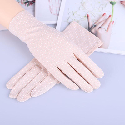 Găng tay chống nắng nữ ngắn chấm bi thật tay co giãn tốt- gang tay chong nang nu cham bi thoi trang