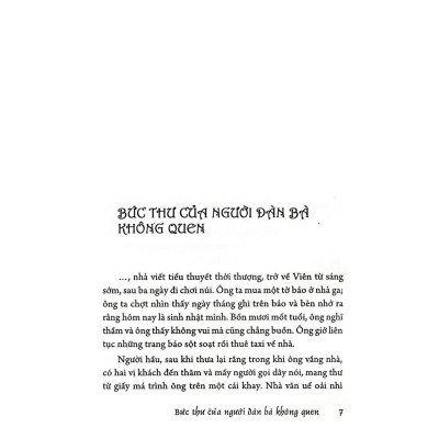 Bức Thư Của Người Đàn Bà Không Quen