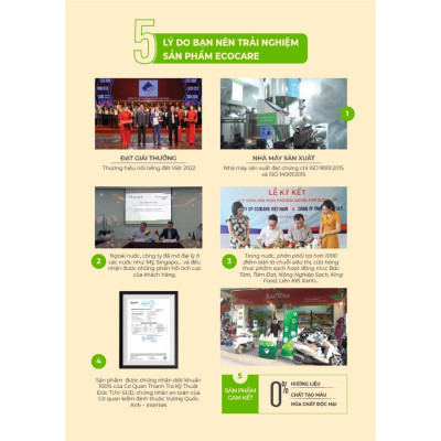 Nước rửa chén hữu cơ Bồ hòn Ecocare tinh dầu Chanh Gừng 2000ml 