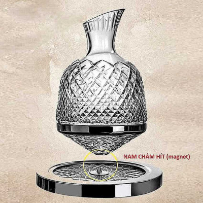 Bình Thở Rượu Vang 1500ml cao cấp đế xoay 360 độ – Bình Đựng Rượu Vang – Wine Decanter trang trí bàn ăn và làm quà tặng