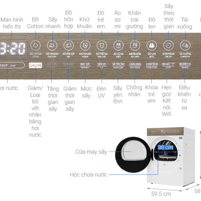 Máy sấy bơm nhiệt Toshiba 8 kg TD-T37BS90HWV(WT) - HÀNG CHÍNH HÃNG - CHỈ GIAO HCM