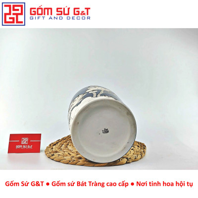 Lọ hoa men hỏa biến dáng thạp vẽ sen Gốm Sứ G&T