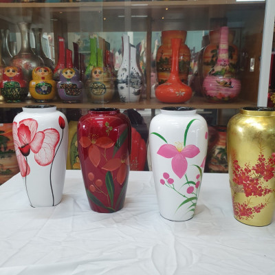 Bình lu cao Sơn Mài Cao Cấp Thanh Bình Lê size 25x13 cm Cắm Hoa, Trang Trí Kệ, Bàn Làm Việc, Quà Tặng