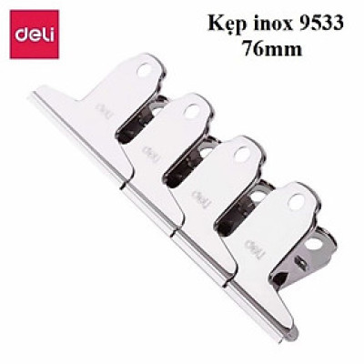 Set kẹp inox Deli 9531 / 9532 / 9533 - Kẹp giấy tài liệu inox cỡ to 76mm / 102mm / 145mm
