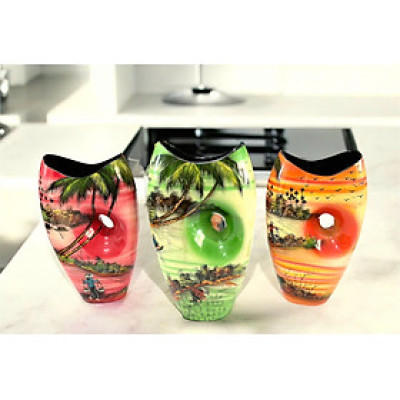 Bình Hoa Sơn Mài Cao Cấp – Dáng Miệng Cá Khoét Lỗ | Size 31x17 cm | Nghệ Thuật & Độc Đáo