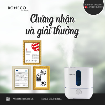Máy Phun Sương Tạo Ẩm Cao Cấp BONECO U200 Khuếch Tán/Xông Tinh Dầu, Bộ Lọc Kháng Khuẩn Chống Viêm Mũi Cho Trẻ Em, Giữ Ẩm Da (<30m2) - Hàng Nhập Khẩu