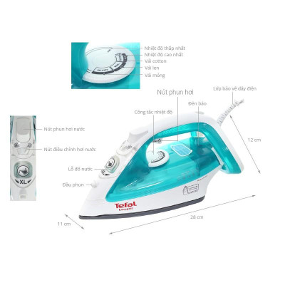 Bàn là, bàn ủi hơi nước Tefal FV3910 2200W, mặt bàn là phủ Ceramic, xuất xứ tại Pháp, bảo hành 2 năm | Hàng chính hãng