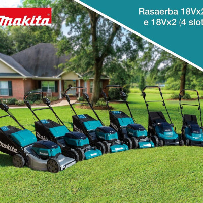 MÁY CẮT CỎ ĐẨY MAKITA DÙNG PIN 18V+18V 5.0AH DLM533PT4 (02 PIN 18V 5.0AH 01 ĐẾ SẠC NHANH) - HÀNG CHÍNH HÃNG