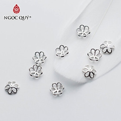 Combo 11 cái charm bạc chụp hạt hoạ tiết hoa văn - Ngọc Quý Gemstones