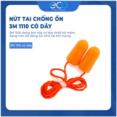 Nút bịt tai chống ồn 3M 1110 có dây đeo, êm tai không đau nhức