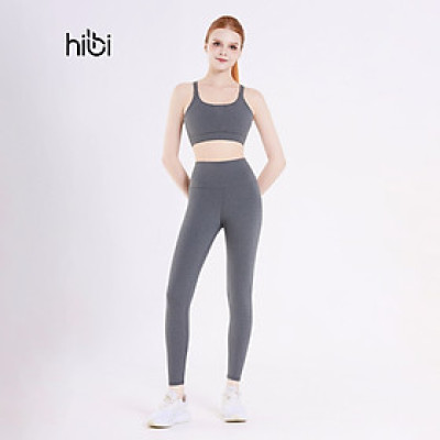 Set đồ tập yoga gym Hibi Sports H152 áo bra phối V, lưng xoắn nơ, kèm mút ngực