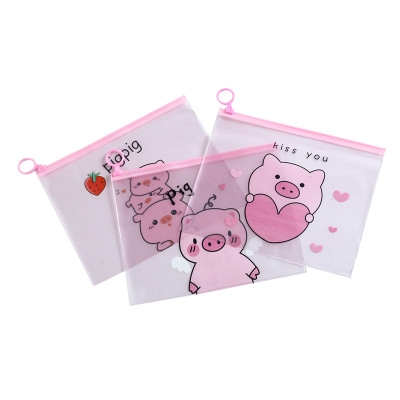Combo 2 túi đựng bút khóa zip lợn hồng pink pig nhiều mẫu