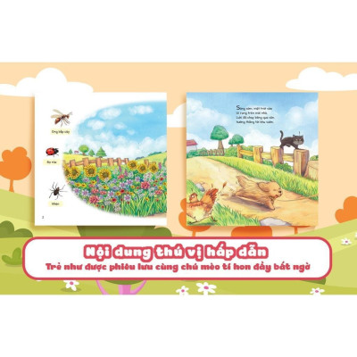 Sách - Cuộc Phiêu Lưu Của Mèo Tí Hon Trong Vườn - 20 Stickers Con Vật Đáng Yêu - Megabook