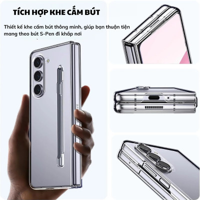 Ốp lưng trong suốt siêu mỏng chống ố vàng cho Samsung Galaxy  Z Fold 7 / Z Fold 6 5G Likgus Penone bảo vệ 360 độ màn phụ và mặt lưng (Tặng bút cảm ứng) - Hàng nhập khẩu