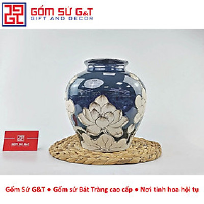 Lọ hoa men hỏa biến dáng vò vẽ sen Gốm Sứ G&T