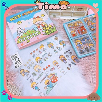 Hình dán sticker cute dán sổ tay decor combo hộp 100 tấm stickers chống nước ST2