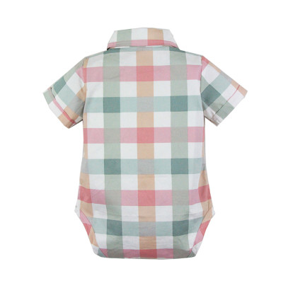 Bộ quần áo sơ sinh bé trai cao cấp, phong cách công tử, sơ mi cộc tay & quần dây đeo, áo cotton mịn mát, quần vải thô dày dặn | MB11