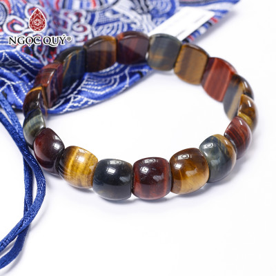 Vòng đá thạch anh mắt hổ tam tài bản 13x14mm - Ngọc Quý Gemstones