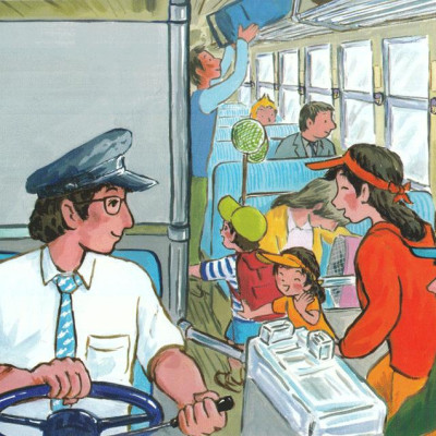 Ehon - Thực Phẩm Tâm Hồn Cho Bé - Xe Bus Píng Poong Đi Biển (Tái Bản 2020)  - Bản Quyền