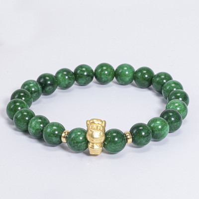 Vòng Tay Phong Thủy Nữ Đá Cẩm Thạch Sơn Thủy Phối Charm Tuổi Ngọ Bạc Mạ Vàng 24K (8mm) Mệnh Mộc, Hỏa Ngọc Quý Gemstones