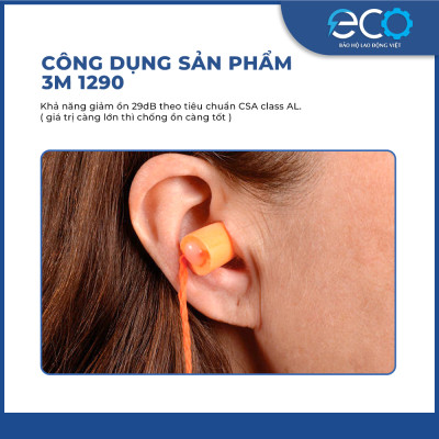 Nút bịt tai chống ồn 3M 1110 có dây đeo, êm tai không đau nhức