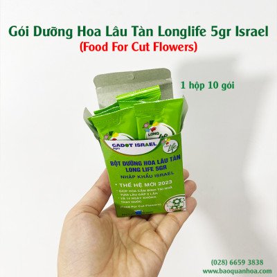 Thuốc Dưỡng Hoa Tươi Cắt Cành Nhập Khẩu Israel hiệu Longlife (1 thùng 1.000 gói 5gr) phù hợp dùng làm nước cắm hoa cho mọi loại hoa tại nhà và 14 ngày không cần thay nước mới