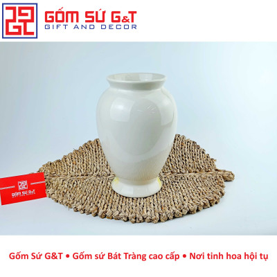 Lọ hoa dáng đùi dế vẽ cúc họa mi Gốm Sứ G&T