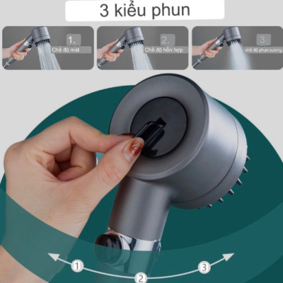 Vòi tắm hoa sen KG28  4in1 kèm đầu cọ massage 3 chế độ nước, đầu vòi có lõi lọc cao cấp tặng kèm dây sen 1m5- Hàng chính hãng