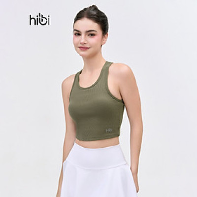 Áo croptop tập Yoga Gym Hibi Sports CR834, kiểu ba lỗ vải thun gân, kèm mút ngực