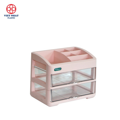 Tủ đựng mỹ phẩm, đồ dùng trang điểm, trang sức 2 tầng nhựa Hokori Việt Nhật