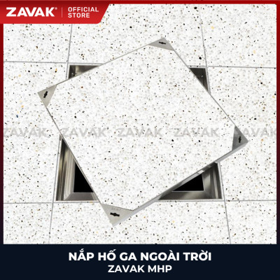 Nắp hố ga Zavak MHP-AA60 KT60x60cm, lát đá dày 2cm, chịu tải xe 3.2 tấn, inox 304