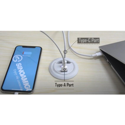 Ổ cắm USB âm bàn sạc nhanh Type C + Type A Sinoamigo STC-1W/C20 dùng cho bàn làm việc và bàn họp văn phòng - Hàng chính hãng