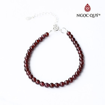 Vòng tay ngọc hồng lưu hạt mini khóa bạc mệnh hỏa, thổ - Ngọc Quý Gemstones