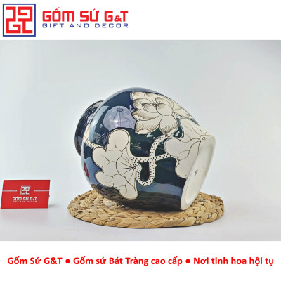 Lọ hoa men hỏa biến dáng vò vẽ sen Gốm Sứ G&T