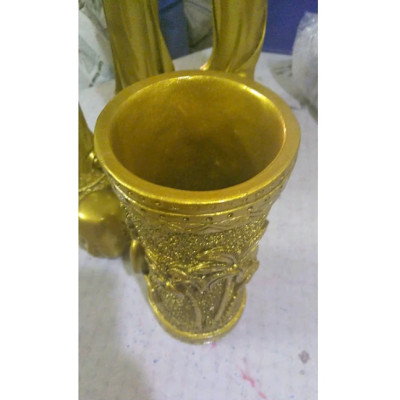 Lọ hoa họa cây dừa CTVD28 10.9 x 10.7 x 20.2cm Tundo mạ vàng