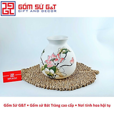 Lọ hoa dáng rọ vẽ sen Gốm Sứ G&T