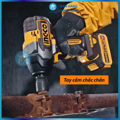 Máy siết bulong INGCO 850NM xe ô tô xe máy xe tải tháo mở ốc bulong pin KHÔNG CHỔI THAN CIWLI2085 kèm 1 sạc 2 pin 4ah
