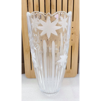 LỌ HOA THỦY TINH HOA MÀI TRẮNG CAO 30CM