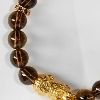 Vòng tay thạch anh ám khói mix tỳ hưu bọc vàng 24k Ngọc Quý Gemstones