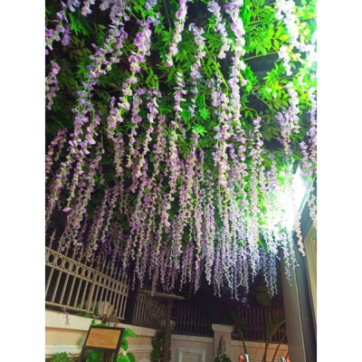 Bó 12 cành tử đằng giả - 1 cành 3 nhánh - dài 100cm - Nhiều loại màu - Dây leo hoa tử đằng giả - Cây giả, hoa lụa trang trí nhà cửa