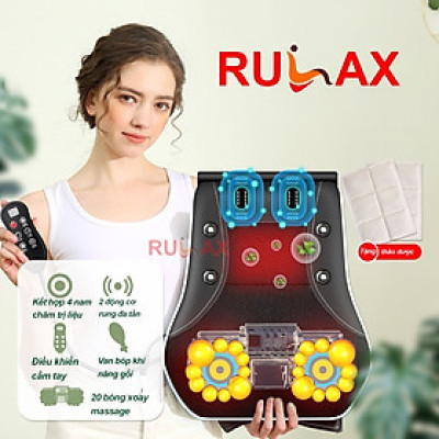 Gối Massage Cổ Vai Gáy Rulax,Máy Massage Hồng Ngoại 2 Động Cơ Rung Kết Hợp 20 Bi Giảm Đau Nhức Hiệu Quả