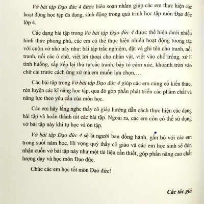 Sách - Vở Bài Tập Đạo Đức 4 (Cánh Diều) (Chuẩn)
