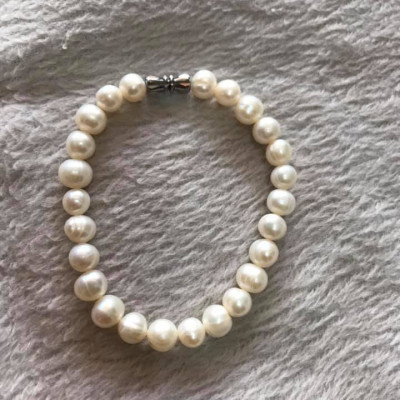 Vòng NGỌC TRAI NỮ ĐEO SIZE 7LY5 VÒNG GỒM 25 HẠT ĐÚNG CUNG SANH  MÀU TRẮNG 