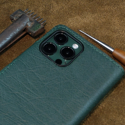 Bao da handmade cho điện thoại 16 pro max dạng ví quai cài - hàng chính hãng