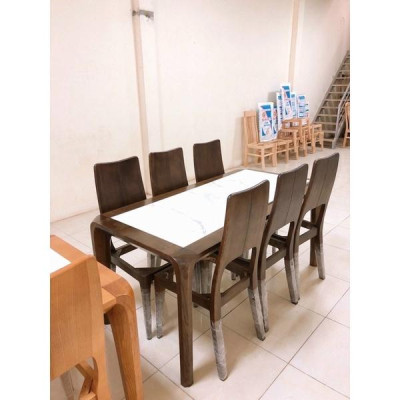 Mẫu Bàn Ăn Gỗ Mặt Đá 6 Ghế Đẹp